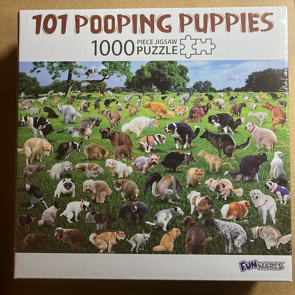 🧩1000 piece New Factory Sealed “101 Pooping Puppies” funny gift or fun for you!
